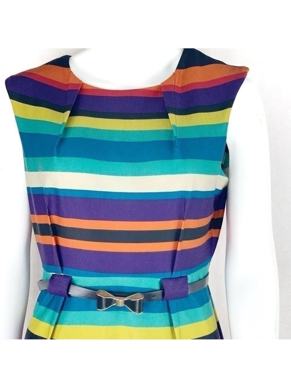NWOT-EMMA & Michele Striped CapSleeve Belted Dress - Picture 4 of 16